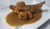 emplatado de rape con gambas y salsa americana