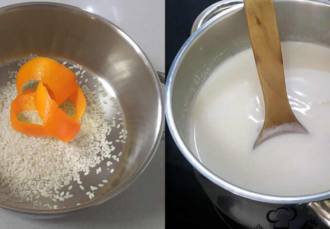 arroz con leche a la naranja con vainilla